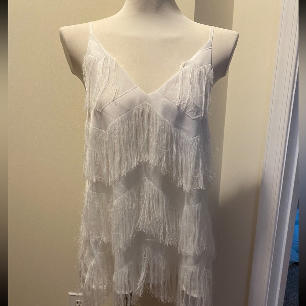 Fringe spaghetti strap tank top